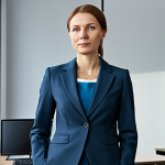** A professional businesswoman in a modest business suit, standing in a modern office in Moscow, fully clothed, appropriate attire, safe for work, perfect anatomy, natural proportions, professional photography, high quality.

**