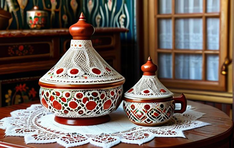 **Prompt:** A skilled *babushka* in a cozy, traditional Russian *izba*, crafting intricate lace using a bobbin lace technique. Warm, natural lighting, showcasing the detail of the lace and the textures of the wooden home. *Samovar* steaming in the background. Folk art details, *khokhloma* patterns visible. High quality, photorealistic, perfect anatomy, proper finger count, natural pose, safe for work, appropriate content, fully clothed, modest, family-friendly.