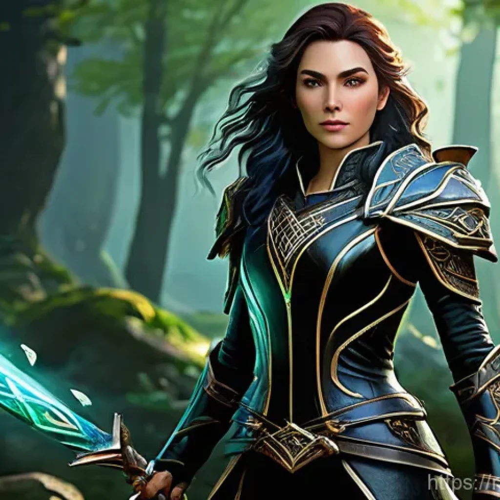 아키에이지 상위 콘텐츠 공략 - **Prompt: "Heroic ArcheAge Sorcerer-Rogue in Action"**
A dynamic, full-body portrait of a female...