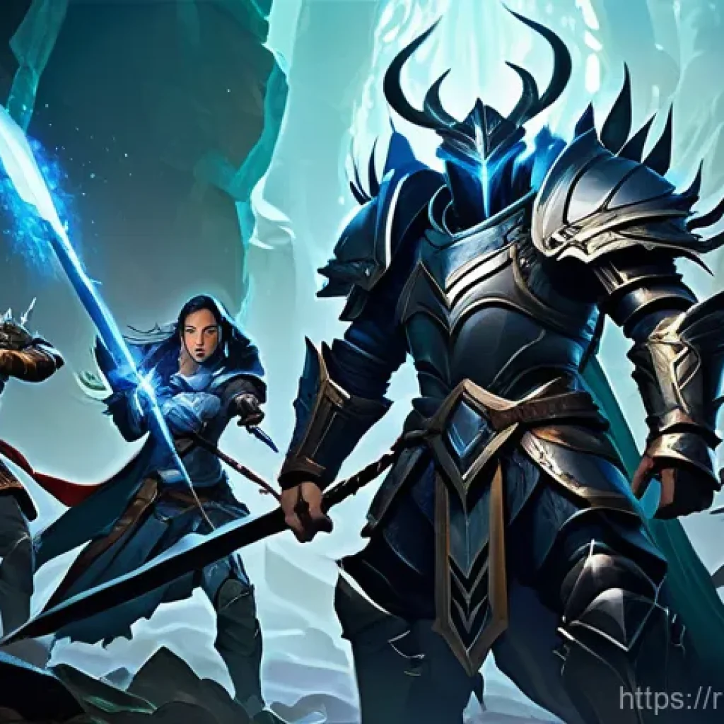 아키에이지 클랜 레벨업 - **A dynamic and epic scene** depicting a diverse group of highly skilled fantasy MMORPG adventurers,...