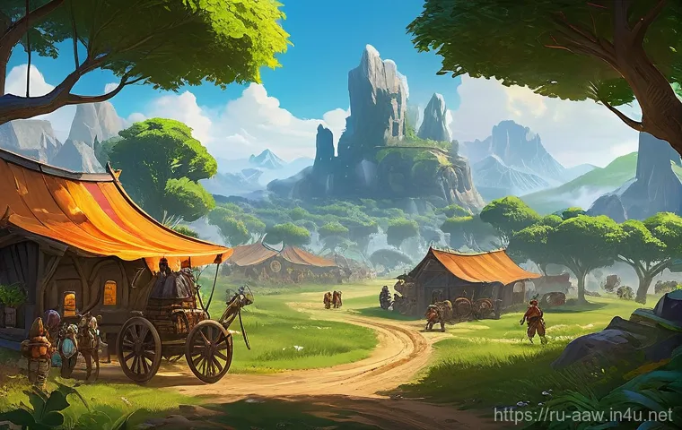 아키에이지 클랜 레벨업 - **A dynamic and epic scene** depicting a diverse group of highly skilled fantasy MMORPG adventurers,...