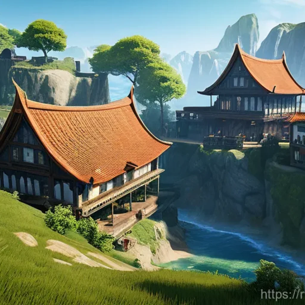 아키에이지 주거지 선택 팁 - A fantasy setting image, showcasing a diverse landscape for a potential housing plot in the world of...