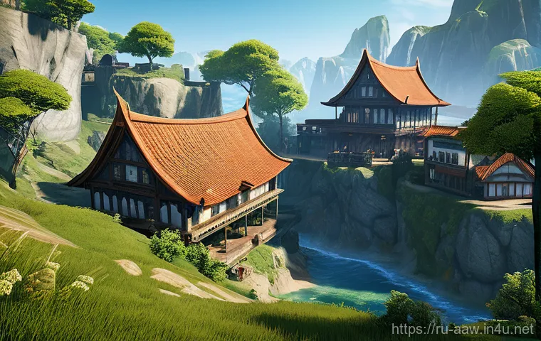 아키에이지 주거지 선택 팁 - A fantasy setting image, showcasing a diverse landscape for a potential housing plot in the world of...