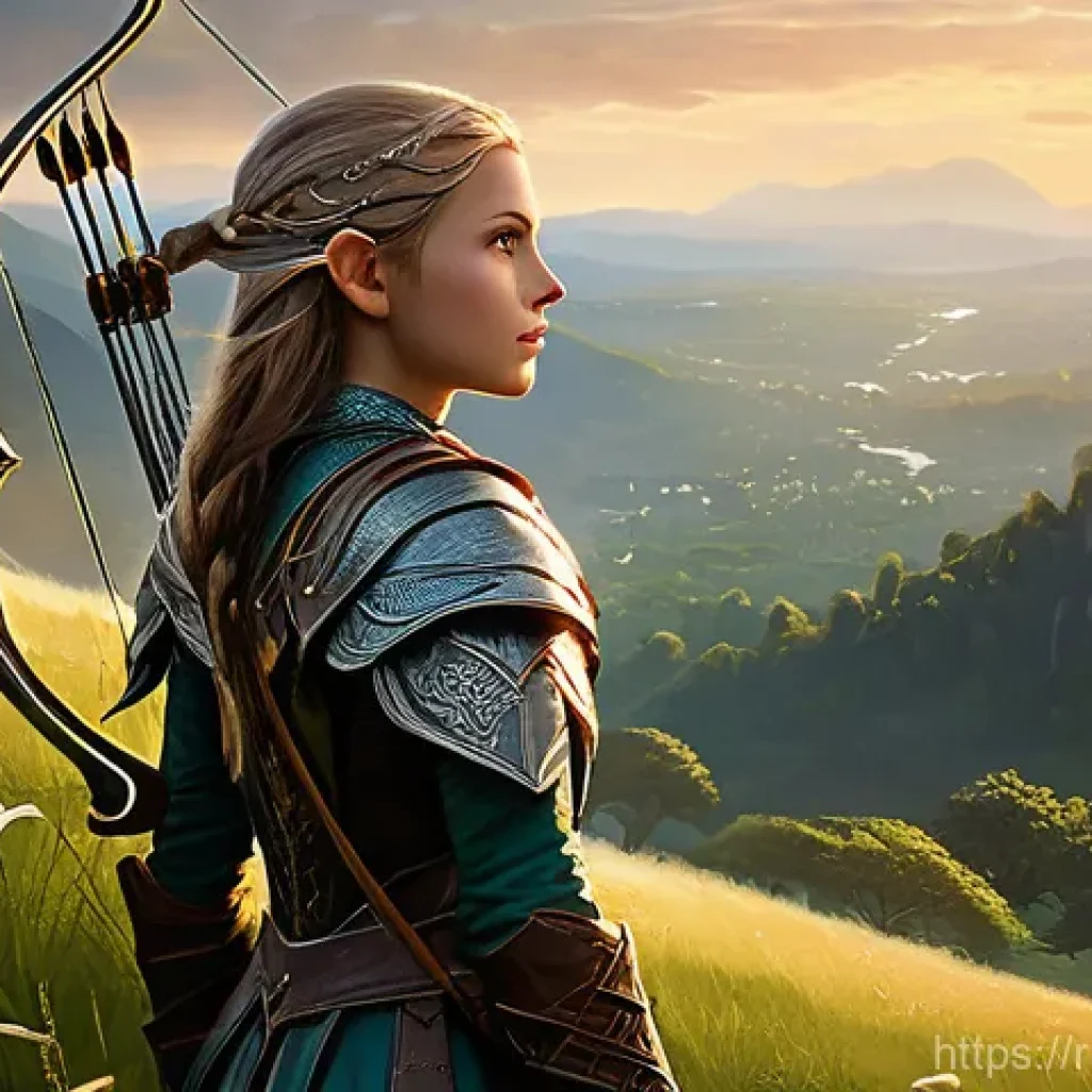 아키에이지 신규 유저 추천 콘텐츠 - **Prompt:** A young, determined adventurer stands on a grassy hill overlooking a vast, fantastical l...