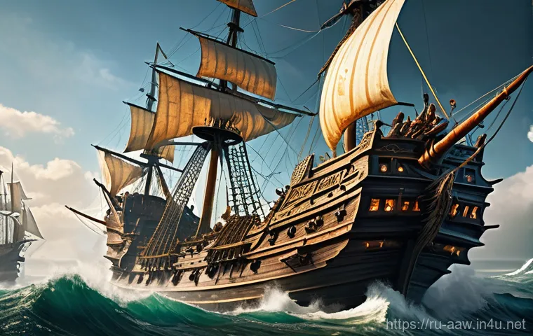 아키에이지 초보자 숙지 포인트 - A rugged wooden trade wagon, heavily laden with various goods such as intricately carved wooden crat...