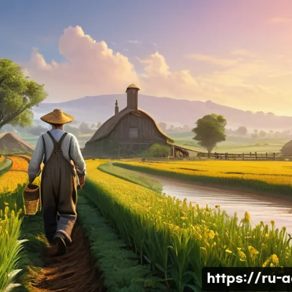 아키에이지 생활 콘텐츠 추천 루트 - **Prompt: A Prosperous ArcheAge Farmstead at Golden Hour**
An idyllic, highly detailed wide shot...