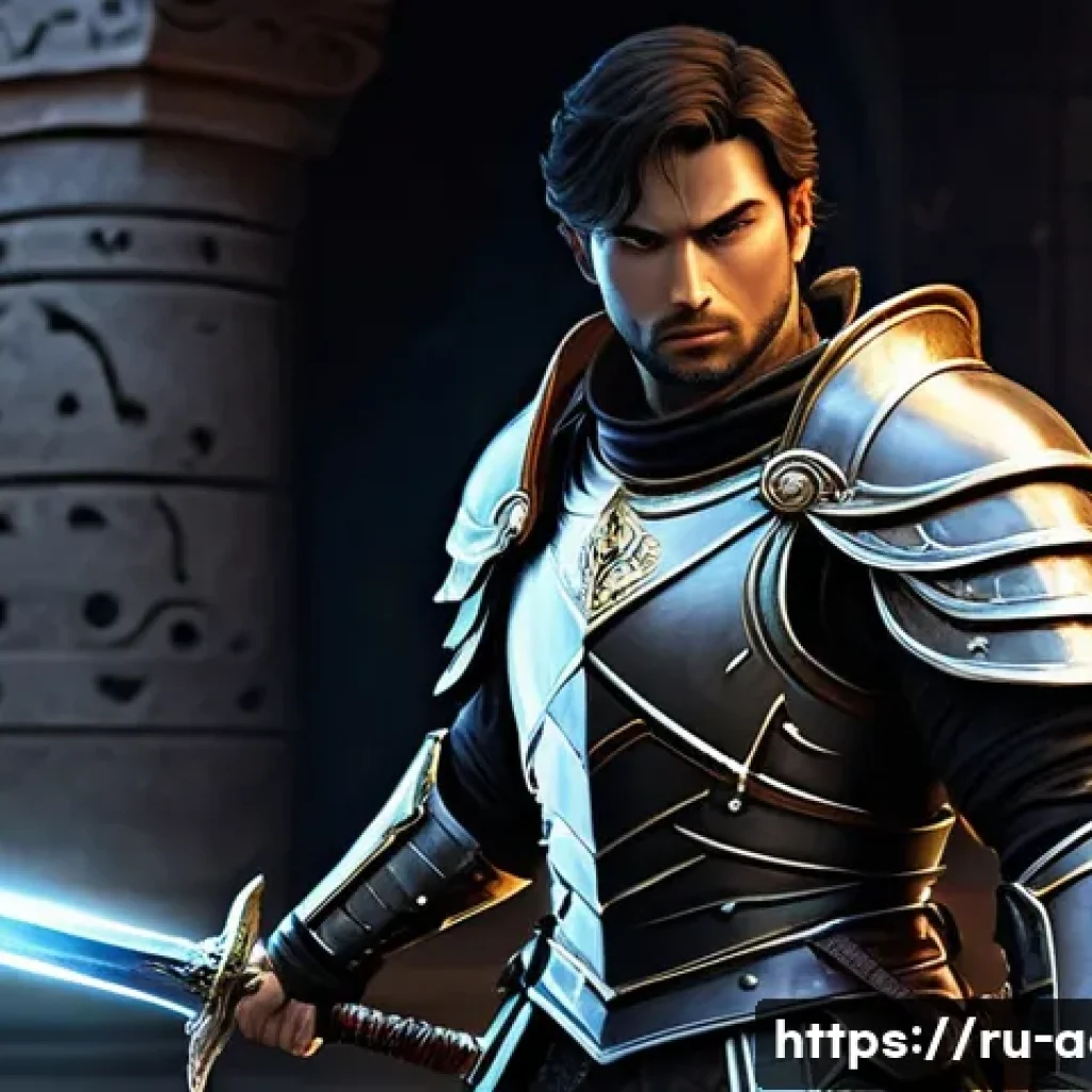 아키에이지 PvP 보상 아이템 - **Prompt 1: "A formidable male warrior in highly detailed, full fantasy plate armor, designed for ar...