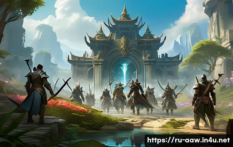 아키에이지 유저 평가 최신판 - **Prompt:** A dynamic, large-scale guild battle in the fantastical world of ArcheAge. Diverse fantas...